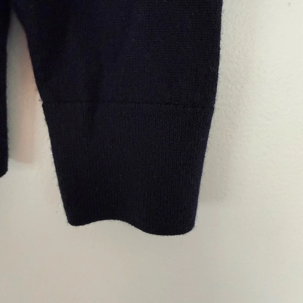 BR Italian Quarter Zip Men'sSweater Navy Medium 100% Merino‎ Extra Fine Wool
